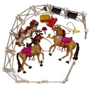 Barbie Toy Horse Stable Playset 4 Horses Accessories Kids hugs n horses and more